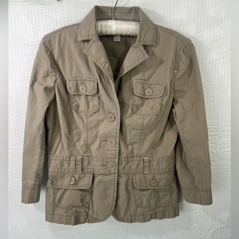 LOFT Ann Taylor khaki lightweight jacket 3/4 sleeve 4 packets size small